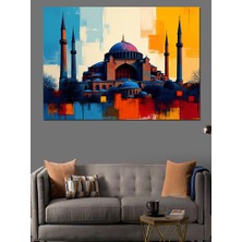 Renkli Camii Illüstrasyonu Dekoratif Kanvas - Mdf Ahşap Tablo