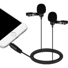 Çiftli 3.5mm Jak Girişli Yaka Mikrofonu Telefon Kamera Bilgisayar Uyumlu Oyuncu Yayıncı Mikrofonu