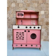 Ahşap Oyuncak Mutfak Seti - Pembe Retro Tasarım