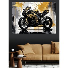Süper Motosiklet Dekoratif Kanvas - Mdf Ahşap Tablo