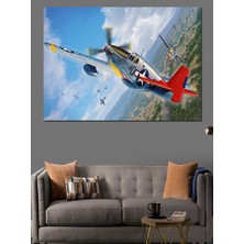 Retro Savaş Uçağı Dekoratif Kanvas - Mdf Ahşap Tablo