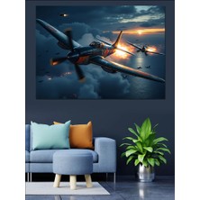 Havada Savaş Uçakları Dekoratif Kanvas - Mdf Ahşap Tablo