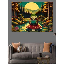 Meditasyon Yapan Kurbağa Dekoratif Kanvas - Mdf Ahşap Tablo