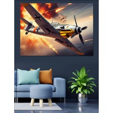 Patlayan Savaş Uçağı Dekoratif Kanvas - Mdf Ahşap Tablo