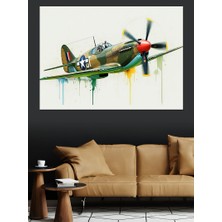 Eski Savaş Uçağı Dekoratif Kanvas - Mdf Ahşap Tablo