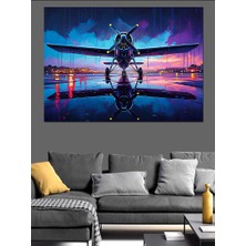 Yansıyan Uçak Dekoratif Kanvas - Mdf Ahşap Tablo