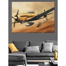 Düşen Savaş Uçağı Dekoratif Kanvas - Mdf Ahşap Tablo