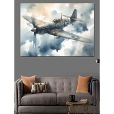 Savaş Uçağı Dekoratif Kanvas - Mdf Ahşap Tablo