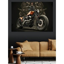 Chopper Motosiklet Dekoratif Kanvas - Mdf Ahşap Tablo