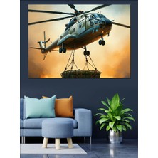 Kargo Taşıyan Helikopter Dekoratif Kanvas - Mdf Ahşap Tablo