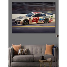 Beyaz Nascar Yarış Arabası Dekoratif Kanvas - Mdf Ahşap Tablo