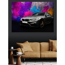 Renkli Spor Araba Grafiti Dekoratif Kanvas - Mdf Ahşap Tablo