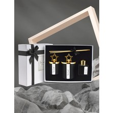 Tiem Concept Özel Tasarım Kutulu Çikolata Kokulu Gold Tepelikli 3lü Bardak Mum ve Oda Koku Seti