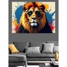 Renkli Aslan Portresi Dekoratif Kanvas - Mdf Ahşap Tablo