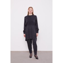 Siyah Bel Bağlama Detaylı Parlak Gürünümlü Ikili Takım