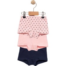 Kız Çocuk Pamuklu Lacivert ve Pembe Külot Boxer 3'lü Set - Kız Çocuk Iç Giyim