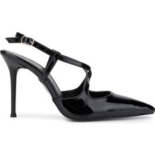 Tamer Tanca Kadın Deri Siyah Rugan Topuklu Ayakkabı 886 2608 Bn Ayk Y25 Sıyah Rgn