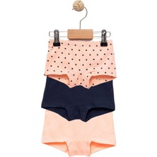 Kız Çocuk Pamuklu Pembe ve Lacivert Külot Boxer 3'lü Set - Kız Çocuk Iç Giyim