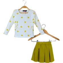 Kalp Detaylı Etek Bluz Çocuk Takımı (3-7 Yaş)