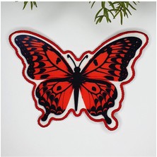 Decofav Kırmızı Kelebek Şeklinde Nakış Kenar Kumaş Kokteyl Peçetesi 1 Adet