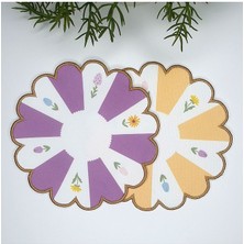 Decofav Çiçek Şeklinde Dekoratif Tasarım Nakış Kenar Kumaş Kokteyl Peçetesi 2 Adet