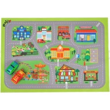 Asya Oyuncak Oyuncak Arabalı Oyun Halısı Şehir Macerası Oyun Seti Asortili 65X85 cm 010