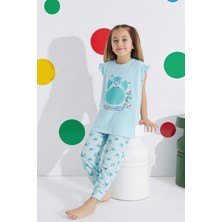 Anne Kız Kombin Desenli Viskon Fırfır Kollu Pijama Takımı (Anne Kız Ayrı Satılır)