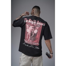 The King Of Balance Baskılı Oversize Kalıp Unisex Tişört