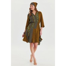 Los Banditos Hakim Yaka Düğme Detaylı Midi Elbise