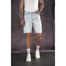 Regular Kalıp Sökük Erkek Kot Şort