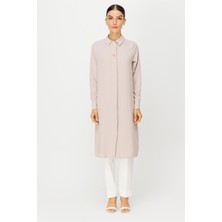 Gizli Patlı Inci Aksesuar Detaylı Uzun Tunik  Taş