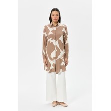 Soyut Desenli Tunik  Vizon