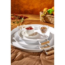 Cornella 3 Lü Metal Beyaz Tepsi 45-37-30) cm Set