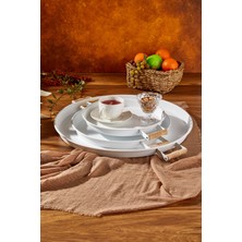 Cornella 3 Lü Metal Beyaz Tepsi 45-37-30) cm Set