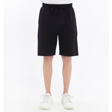 Erkek Beli Lastikli Cepli Regular Fit Şort Siyah