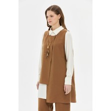 Tencel Kumaş Üçlü Takım Kolyeli  Kahve