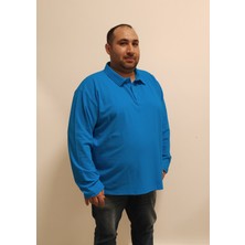 rood Büyük Beden Ünisex Polo Yaka Uzun Kol