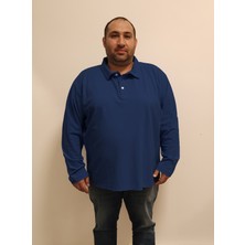 rood Büyük Beden Ünisex Polo Yaka Uzun Kol