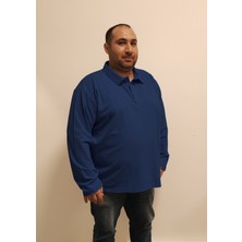 rood Büyük Beden Ünisex Polo Yaka Uzun Kol