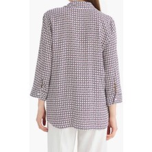 Kübra tekstil Kadın Bordo Desenli Uzun Kollu Regular Fit Uzun Kollu Gömlek, Kadın Gömlek