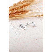 Sümer Telkari Sedef Taşlı Rodyumlu Tasarım Mini Gümüş Küpe 7276