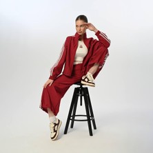 09-15 Yaş Kız Çocuk Dantel Şeritli Pantolonlu Takım - Vişne