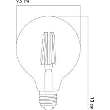 Heka Rustik LED Ampul E27 G95 6W 2500K Gün Işığı Erd-82