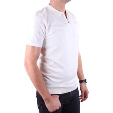 Dagoster DMG23-511228 Ekru Günlük Fermuarlı Polo Yaka Erkek Tişört