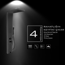 Flow Yapı Çift Renk (Metalik Füme-Antrasit Gri) Premium Masajlı Duş Paneli - Dikey Jakuzi - Robot Duş -Batarya