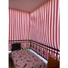 MARKAHİL Her Ölçüde Enxboy Seçenekli Bağcıklı Çizgili Balkon Perdesi Balkon Brandası