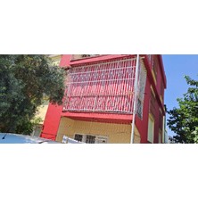 MARKAHİL Her Ölçüde Enxboy Seçenekli Bağcıklı Çizgili Balkon Perdesi Balkon Brandası