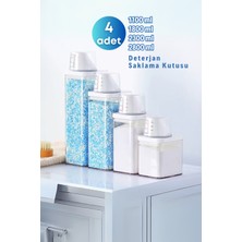 Grimor Life 4 Lü Sızdırmaz Depolama Sıvı Toz Deterjan Erzak Saklama Kutusu- Banyo Organizeri 1100 ML 1800 ML 2300 ML 2800 ML
