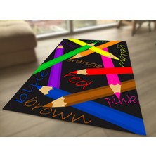Limajuno Home & Kids Carpet Boya Kalemli Ingilizce Yazılı Dijital Baskılı Çocuk Halısı