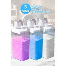 Grimor Life 3 Adet Sızdırmaz Depolama Sıvı Toz Deterjan Erzak Saklama Kutusu- Ölçekli Deterjan Kutusu 2800 ml